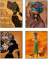 Ethnic Ancient Tribal Retro Style Wall Art Painting Prints Aesthetic African American Themed Black Woman Wall Artworks for Home Decor Girls Bedroom Bathroom Canvas Wall Poster, Set of 4 (8"X10" Unframed )