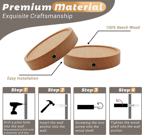 Small Floating Shelf for Wall, 4 Inch Wood Wall Shelves Display Ledges for Small Round Plant Wall Shelf Compact Style Decor Mini Hanging Display Shelves for Bathroom Livingroom Bedroom, Set of 4
