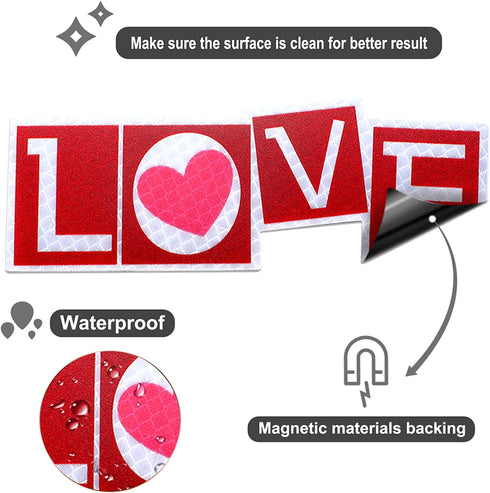 7 Pieces Valentines Day Refrigerator Magnets Gnome Heart Truck Love Magnets Stickers Car Reflective Magnets for Valentine's Day Decorations, Fridge Metal Door Mailbox Locker Office Cabinets Decor