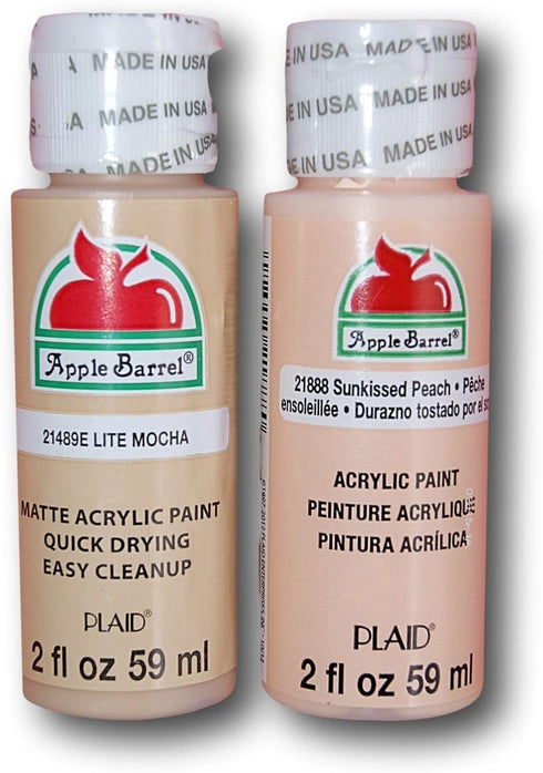 Apple Barrel Acrylic Paint Flesh Tones Set - Lite Mocha & Sunkissed Peach (2 Ounces Each)