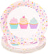 144 Pieces Cupcake Party Supplies, Paper Plates, Napkins, Cups and Cutlery (Serves 24)