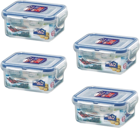 (Pack of 4) LOCK & LOCK Airtight Rectangular Food Storage Container 6-oz / 0.76-cup