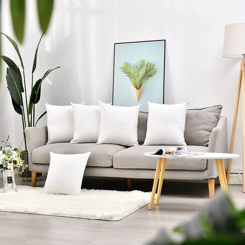 LisBiya Linen Throw Pillow Covers 18 x 18 White Decorative Textured Square Pillow Case for Sublimation Farmhouse Bed 4 Pack