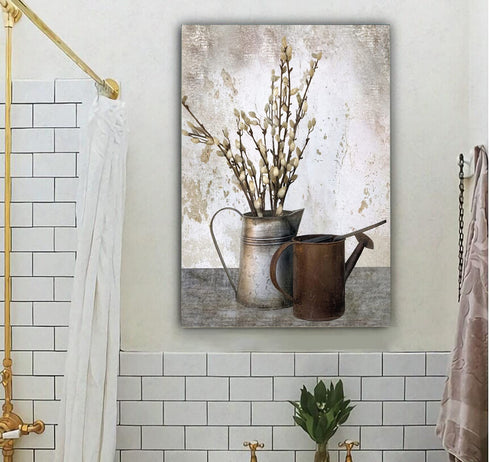 Milili Rustic Floral Country Farmhouse Bottle Floral Wall Art Flower Painting for Bathroom Wall Art Poster Country Style Canvas Wall Art Picture Prints for Home Decor 16 inchx24 inch No-frame