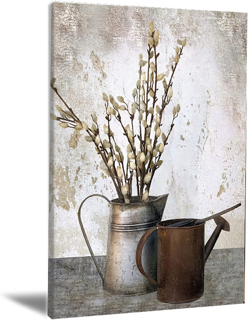 Milili Rustic Floral Country Farmhouse Bottle Floral Wall Art Flower Painting for Bathroom Wall Art Poster Country Style Canvas Wall Art Picture Prints for Home Decor 16 inchx24 inch No-frame