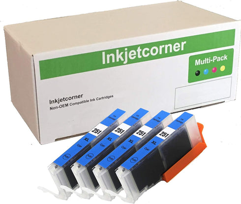 Inkjetcorner Compatible Ink Cartridge Replacement for CLI-251XL CLI-251 CLI-251C for use with MX922 iX6820 iP8720 MX722 MG5620 MG5520 MG6620 MG6420 MG7120 MG7520 MG6320 (Cyan, 4-Pack)