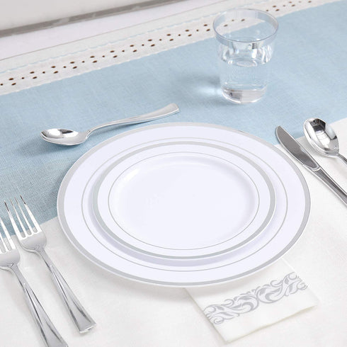 320 Silver Plastic Silverware Set- Silver Plastic Cutlery Set - Disposable Silverware Set - Flatware Set - 160 Plastic Silver Forks - 80 Plastic Silver Spoons -80 Plastic Silver Knives (Silver)