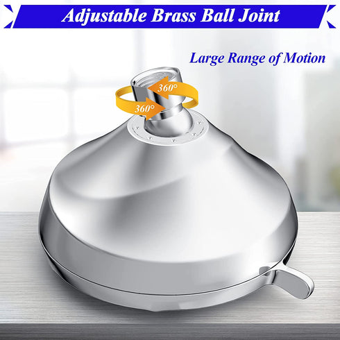 High Pressure Shower Head - Rain Shower Head 5 Inches 5 Spray Settings Fixed Bathroom Shower Head - Diiwet High Flow Shower Head with Adjustable Brass Ball Joint