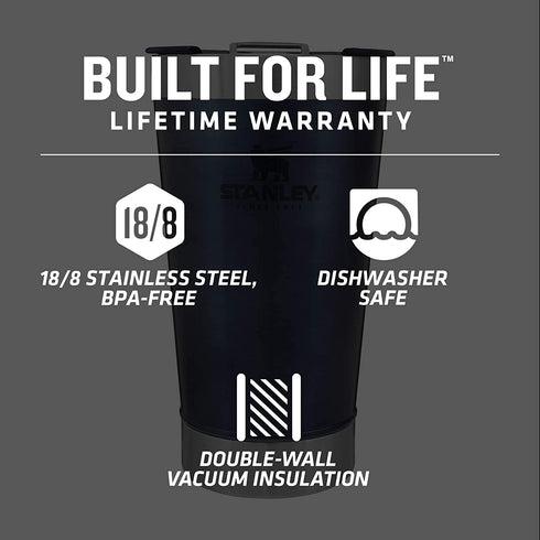 Stanley Classic Stay Chill Vacuum Insulated Pint Glass Tumbler, 16oz Stainless Steel Beer Mug with Built-in Bottle Opener, Double Wall Rugged Metal Drinking Glass, Dishwasher Safe Insulated Cup
