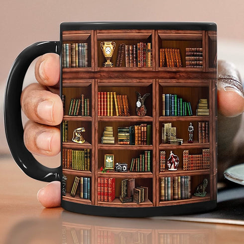 Library Bookshelf Mug Funny Book Mug,Library Mug,Bookshelf Mug,Book Mug,Bookworm Mug Book Lover Gifts,Bookworm Mug,Birthday Gift for Bibliophile For Men Women Ceramic 11-15Oz Coffee Mug (11oz)