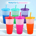 Color Changing Cups Tumblers with Lids & Straws - 6 Pack 24oz Reusable Plastic Cold Water Tumblers Iced Coffee Cups for Adults Kids