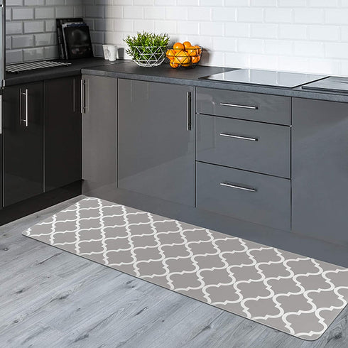 Homcomoda Kitchen Mat Sets 2 Piece Cushioned Anti Fatigue Kitchen Rugs and Mats Waterproof Heavy Duty PVC Comfort Foam Standing Mats for Kitchen Home Sink Laundry Office-17?x28?+17?x47?