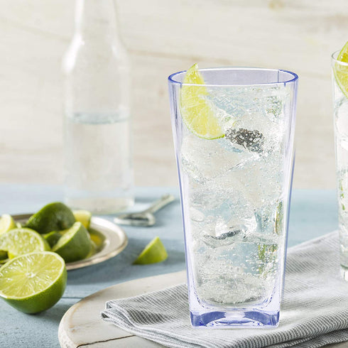 Top-spring 12-Ounce Reusable Plastic Water Tumbler, Clear Shatterproof Drinking Glasses, BPA Free, Set of 6 (12 Oz, Clear)