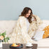 HBlife Luxury Soft Faux Fur Blanket Twin Size 60X80 Inches, Elegant Fuzzy Plush Fluffy Cozy Blankets for Sofa and Bed, Marbled Ivory