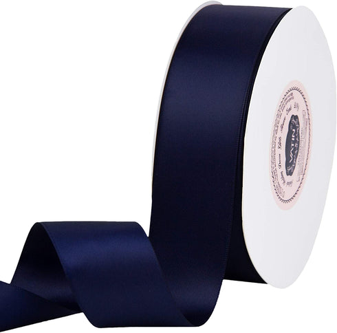 VATIN 1-1/2" Wide Double Faced Polyester Satin Ribbon - 50 Yard (Navy Blue), Perfect for Wedding, Gift Wrapping, Bow Making & Other Projects