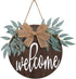 KHOYIME Welcome Sign for Front Porch - Rustic Wooden Door Hanger Farmhouse Front Door Decorations for Home Restaurant (Brown)