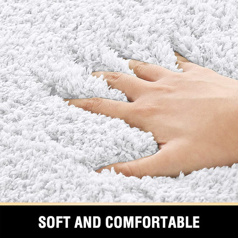 Bathroom Rug Tufted Bath Rug Bath Mat Non Slip Area Rug 24" x 36" Extra Soft Thick Absorbent Shaggy Kitchen Rug Indoor Mat Washable Microfiber Bath Mat for Bathroom Living Room Fast Dry - White