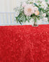 Red Flower Tablecloth 50 x 80 Inches Rosette Tablecloth 3D Floral Satin Rectangular Table Cloth Elegant for Wedding Birthday Party