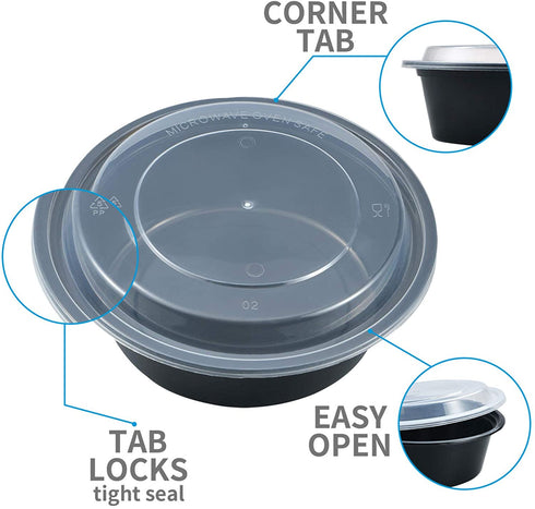 Plastic Meal Prep Containers, 30 Pack 32 oz, Reusable Food Storage Containers with Lids, Salad Container for lunch, Disposable Salad Bowls, Food Prep Bowls, Takeout Bento Box Freezer 10 Forks