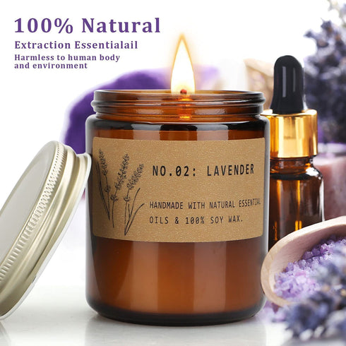 Sandalwood and Lavender Scented Candles, Soy Candles for Home Scented, Aromatherapy Candle for Women, Candle Gift Set for Birthday, Valentine's Day Mother's Day, Long Lasting Candles, 7.2oz, 2 Pack