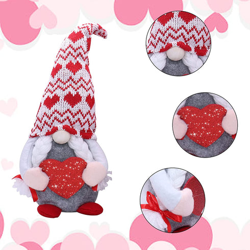 2PCS Valentines Day Gnome Plush Decorations, Gnome Couple, ROTOMOON Elf Gnomes Decor, Swedish Tomte Dwarf Figurines Table Ornaments, Valentines Day Decor, Valentines Gifts
