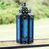 Vela Lanterns Moroccan Candle Lantern Decorative Holder with Blue LED Fairy String Lights, Medium