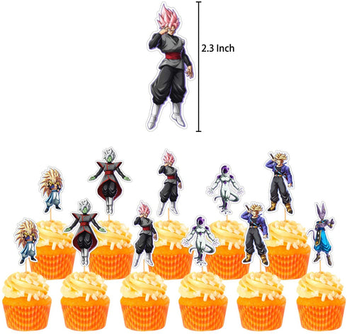 50Pcs Dragon Ball GT Party Decorations,Dragon Ball Party Banner,Super Saiyan Foil Balloon,Dragon Ball Latex Balloon,Dragon Ball Cupcake Topper and Dragon Cake Topper,Goku Party Supplies for kid's