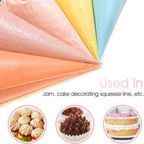 Meao 100 Pcs Large Thickened 24" Inch Disposable Cream Pastry Bags Icing Piping Bags Decorating Bags for Cake Cupcakes Frosting #B