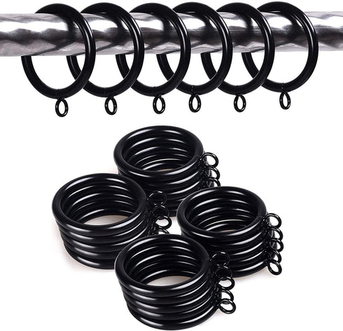 ANJUU 36 Pack 38mm Inner Diameter Metal Curtain Drape Sliding Eyelet Rings Black Tone
