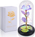 Beferr Mother's Day Unique Gift for Women, Galaxy Rose Glass Crystal Flower Gift in Glass Dome with LED Light Mothers Day Birthday Gift Ideas for Mom/Wife/Grandma/Daughters