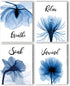 VOUORON Blue Elegant Tulip Relax Soak Unwind Breathe Bathroom Wall Decor Bathroom Wall Art Prints Set of 4 (8”X10” Canvas Picture) Bathroom Spa Woman Girl Bedroom Art Painting Home Decor Unframed