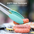 Kitchen Tongs, U-Taste 7/9/12 inches Cooking Tongs, with 600ºF High Heat-Resistant Non-Stick Silicone Tips, 18/8 Stainless Steel Handle, for Food Grill, Salad, BBQ, Frying, Serving, Pack of 3(Teal)