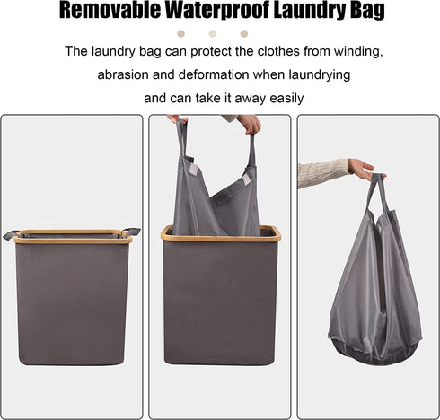 Collapsible Laundry Hamper with Removable Laundry Bag - Large Laundry Basket Organizer with Handle, Dirty Clothes Hamper Toys Organizer for Bedroom, Bathroom