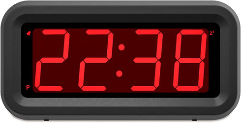 EUTUKEY Bedroom Alarm Clock Battery Operated Only, 1.2" LED Screen, Big Red Digit Display, 2-Levels Dimming, Snooze, 12/24h, Easy Digital Clock for Kids and Adults, Elderly, Boys, Girls