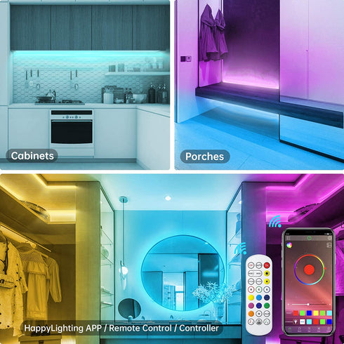 Under Cabinet LED Lighting Kit, GPED 5050 RGB Led Strip Lights 6PCS Waterproof TV Backlight with APP Remote Control Music Sync Led Lights Flexible 10ft Tape Lighting Kits Timing Bedroom Kitchen