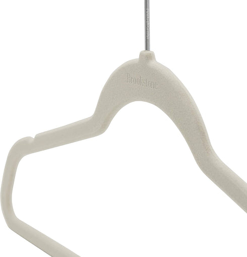 Brookstone BKH1126 Non-Slip, 360° Swivel Hook, Lightweight & Slim, Strong & Durable, Space Saving Design, Heavy Duty, Won™t Stain Fabric, 25 Pack Velvet Hangers/Ivory, 25 Count