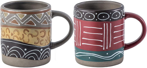YouPeng Ancient Mayan Style Coffee Mug Set of 2, Ceramic Coffee Cups, 16oz Large Coffee Mugs, Novelty Coffee Mugs for Gift, Women, Parents, Office