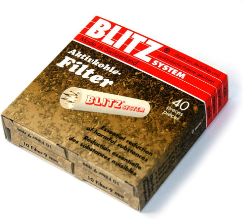 40 x Blitz Charcoal Pipe Filters 9mm