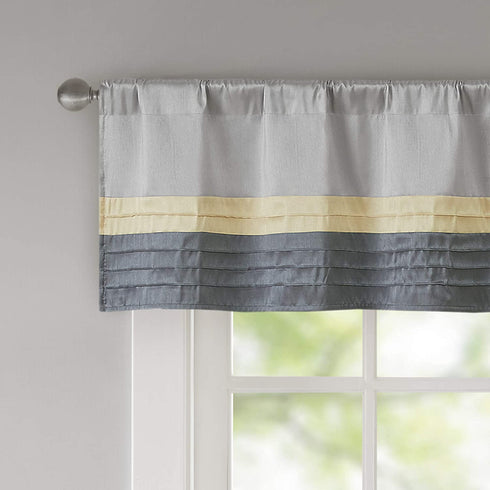 Madison Park Amherst Single Panel Faux Silk Rod Pocket Curtain With Privacy Lining for Living Room, Window Drapes for Bedroom and Dorm, 50x18, Yellow