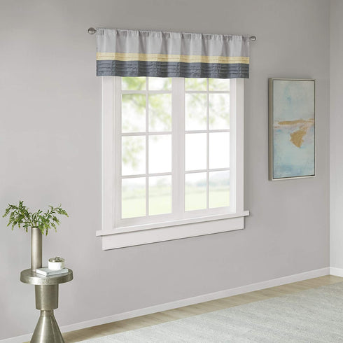Madison Park Amherst Single Panel Faux Silk Rod Pocket Curtain With Privacy Lining for Living Room, Window Drapes for Bedroom and Dorm, 50x18, Yellow