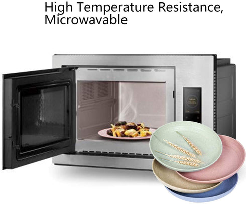 shopwithgreen 10 Inch Wheat Straw Deep Dinner Plates, Unbreakable Sturdy Plastic Dinner Plates, Microwave and Dishwasher Safe