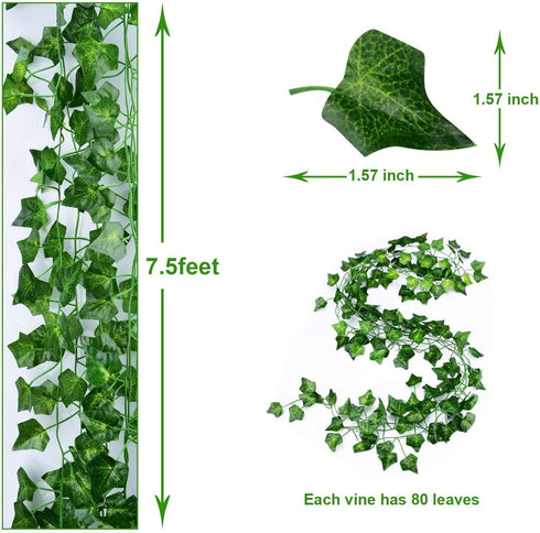 Anoak 24 Pack 180 Feet Artificial Ivy Garland Plant Garland Fake Ivy Leaves Hanging for Home Kitchen Garden Office Party Wedding Wall Decoration