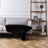 Rainlin Ultra Soft Fluffy Faux Fur Sheepskin Area Rug Modern 2x3 Shaggy Chair Couch Cover Seat Cushion Furry Beside Rugs Non-Slip Mat for Bedroom Floor Sofa Living Room, Black