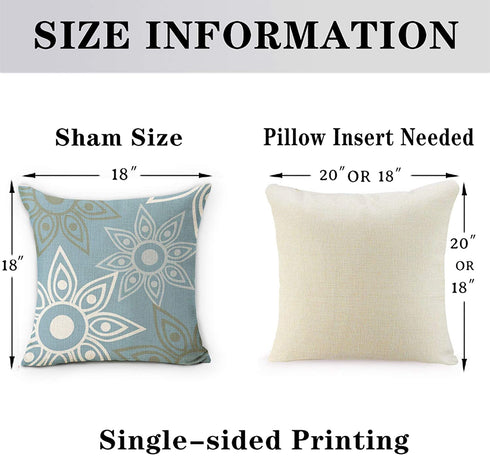 Hexagram Home Decorative Pillow Covers 18 x 18 Inch Set of 4 Blue Modern Geometric Soft Linen Throw Pillow Covers Cushion Case for Couch Sofa Living Room Patio Indoors Outdoors Style Home Decor