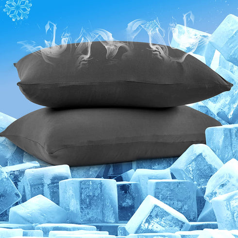 BORPRES-Cooling-Pillowcase,Japanese Chill-Plus Tech,Q-MAX>0.43 Cooling Fiber, Absorbs Heat Keep Cool,Double Sided Design,Idea for Hot Sleeper Night Sweats All Seasons Queen Size,Black