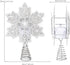 Afirst Christmas Tree Topper Lighted Snowflake with LED Rotating Snowflake Projector Lights 11.4 inches 2-in-1 Silver Glittered Xmas Tree Decoration
