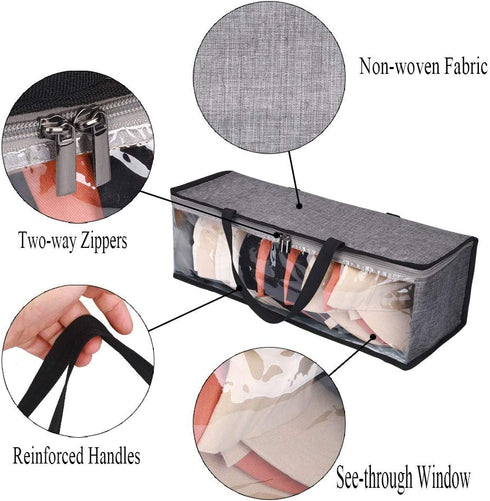 HYXITVCG 2 Packs Hat Organizer, Hat Storage for Baseball Caps, Hat Bag, Baseball Cap Organizer, Hat Holder Rack with 2 Carry Handles, Portable/Clear Visible/Dust Free, Holds Up to 19 Hats (Gray)