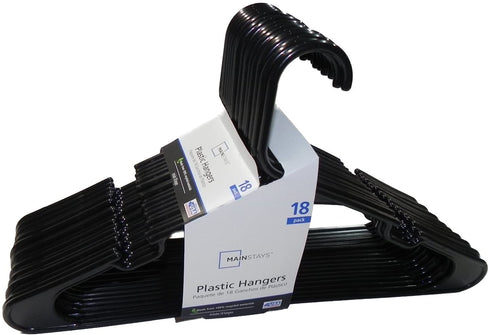 Mainstay 18-Pack Standard Plastic Hangers (Black, 2 Pack)