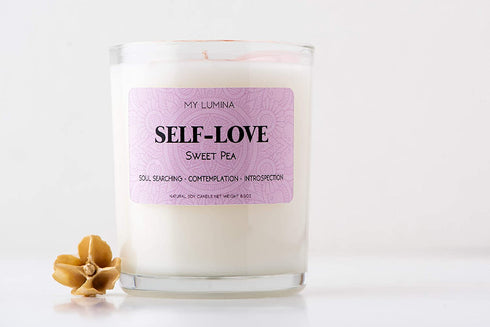 My Lumina Self-Love Aromatherapy Candle w/ Rose Quartz Crystal Inside -Natural Heart Chakra Energy to Attract Love- Soy Wax Scented Candle for Home Decor Art, Self Care, Spiritual Healing Gift, Women
