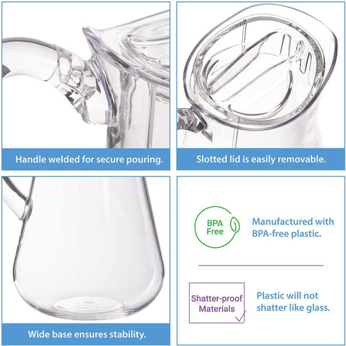 STORi Clear Plastic Pitcher with Removable Lid | BPA-Free and Shatter-proof | 64-ounce | Perfect for Everyday Use and Outdoor Entertaining | Fill with Lemonade, Iced-Tea, Juice, and More